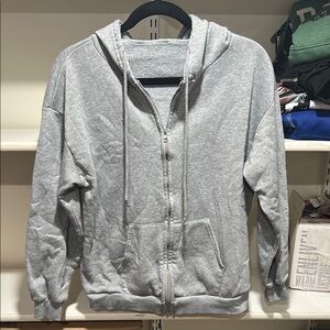 SHEIN Gray Zip Up Sweater with Hood